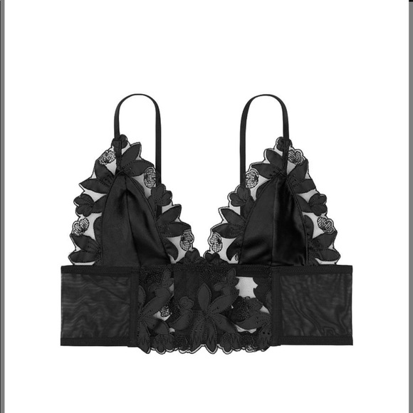 Unlined Floral Embroidered Long Line Bralette - Picture 2 of 3